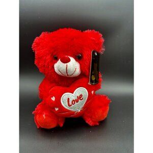 Plush Teddy Bear Red with Heart “Love” Stuffed Animal Toy 8” Gift
